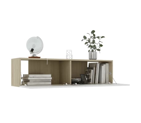 vidaXL Mueble para TV madera contrachapada blanco y roble 120x30x30 cm