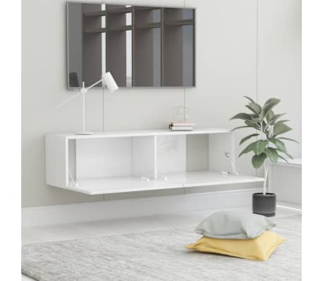 vidaXL TV-benk høyglans hvit 120x30x30 cm konstruert tre