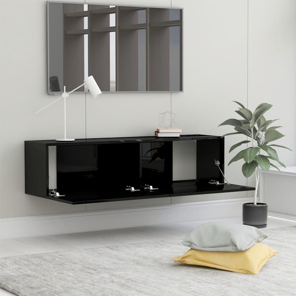 vidaXL TV stolek černý s vysokým leskem 120 x 30 x 30 cm dřevotříska