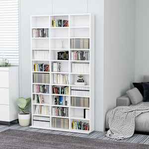 Omarica za CD plošče bela 102x16x177,5 cm konstruiran les