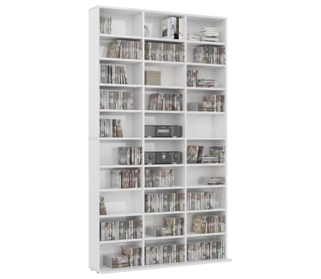 vidaXL Armoire à CD Blanc brillant 102x16x177,5 cm Bois d'ingénierie