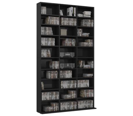 vidaXL Armoire à CD Noir brillant 102x16x177,5 cm Bois d'ingénierie