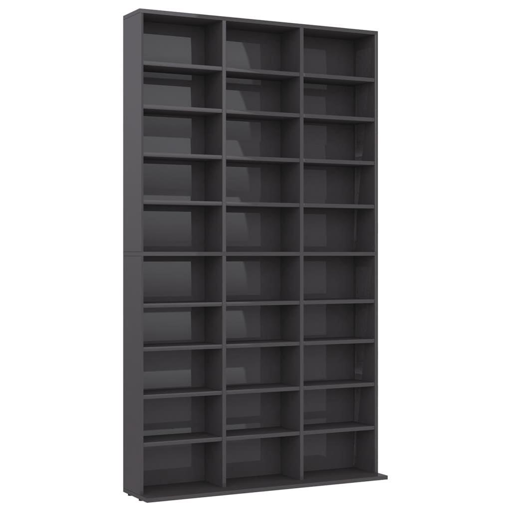 

vidaXL CD Cabinet High Gloss Gray 40.2"x6.3"x69.9" Engineered Wood