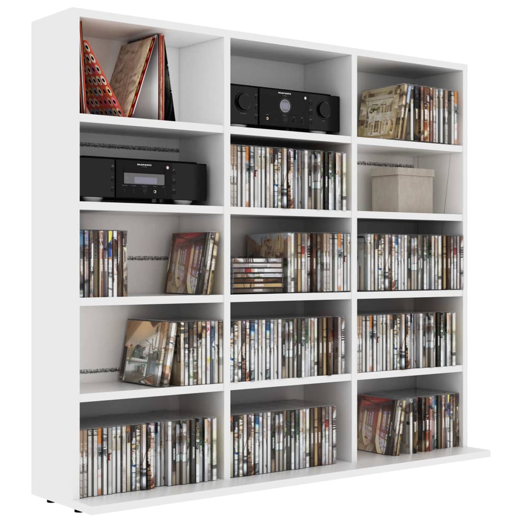 vidaXL CD Cabinet White 40.6"x9"x35.2" Chipboard