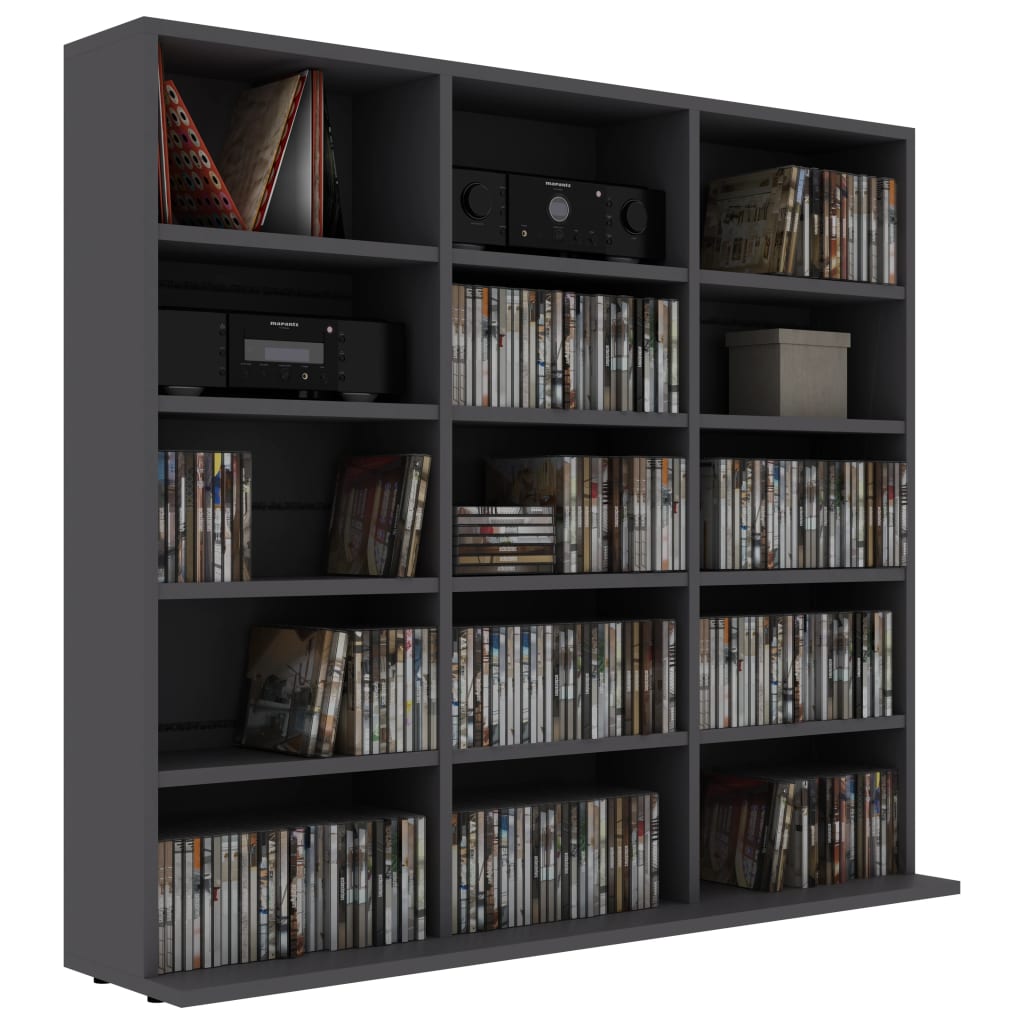 vidaXL CD Cabinet Grey 102x23x89.5 cm Engineered Wood