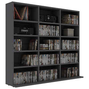 vidaXL CD-hylly harmaa 100x23x89,5 cm lastulevy