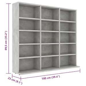 Skříňka na CD betonově šedá 100 x 23 x 89,5 cm kompozitní dřevo - obrázek 7