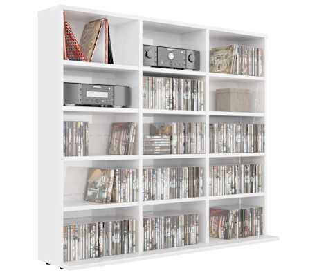 vidaXL Armoire &agrave; CD Blanc brillant 100x23x89,5 cm Bois d&rsquo;ing&eacute;nierie