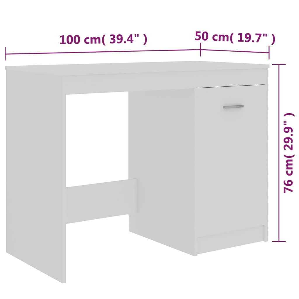 imagem de vidaXL Secretária 100x50x76 cm derivados de madeira branco10