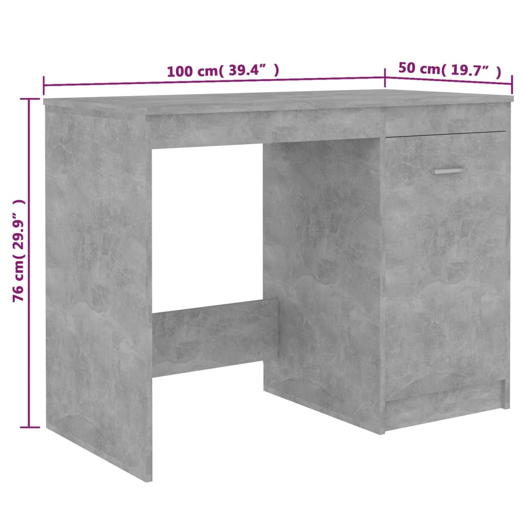 imagem de vidaXL Secretária 100x50x76 cm derivados de madeira cinzento cimento10