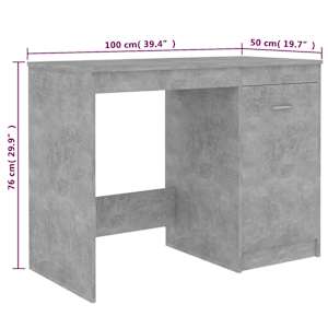 Psací stůl betonově šedý 100 x 50 x 76 cm kompozitní dřevo - obrázek 9