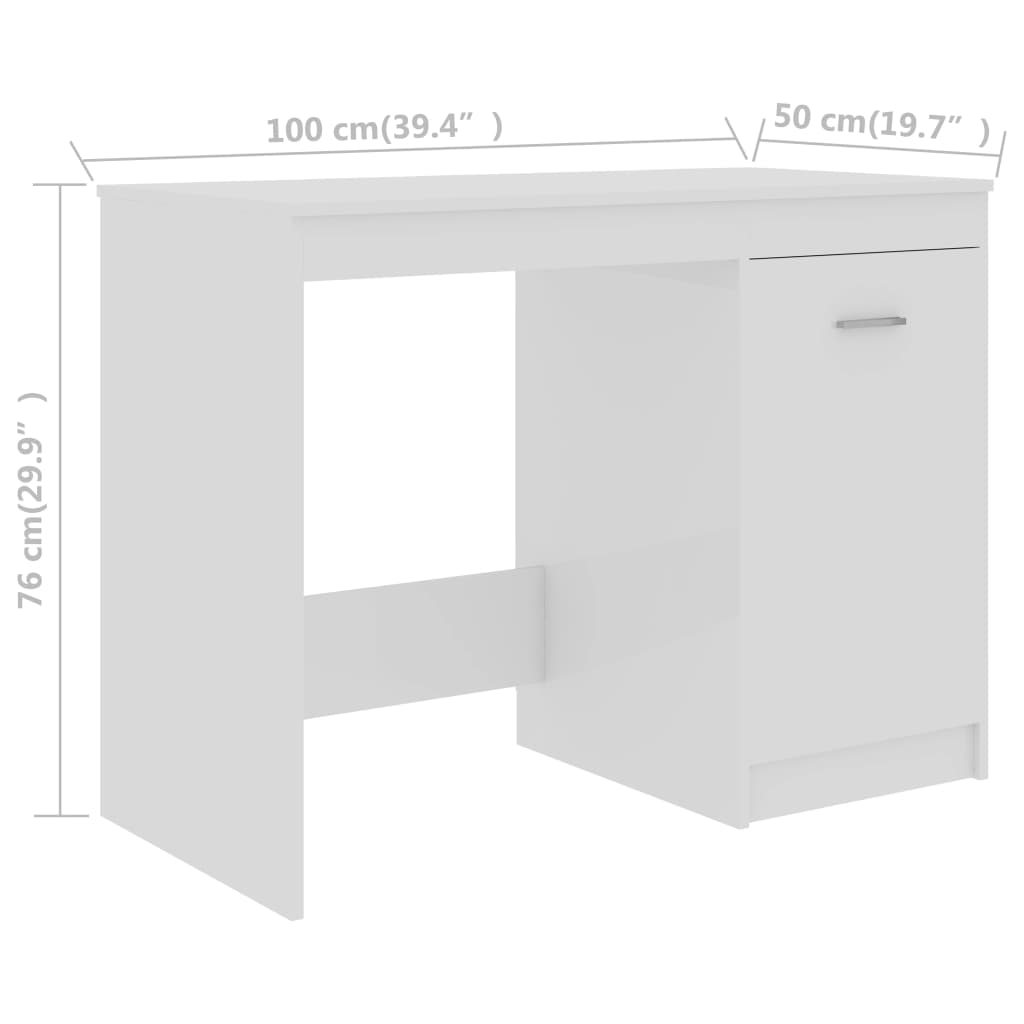 imagem de vidaXL Secretária 100x50x76 cm derivados de madeira branco brilhante10