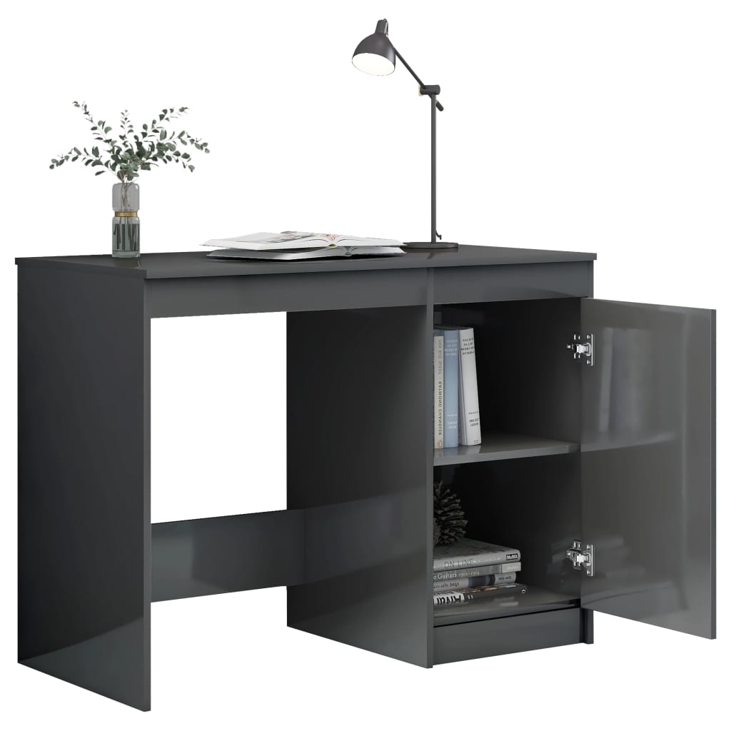 

vidaXL Bureau 100x50x76 cm spaanplaat hoogglans grijs