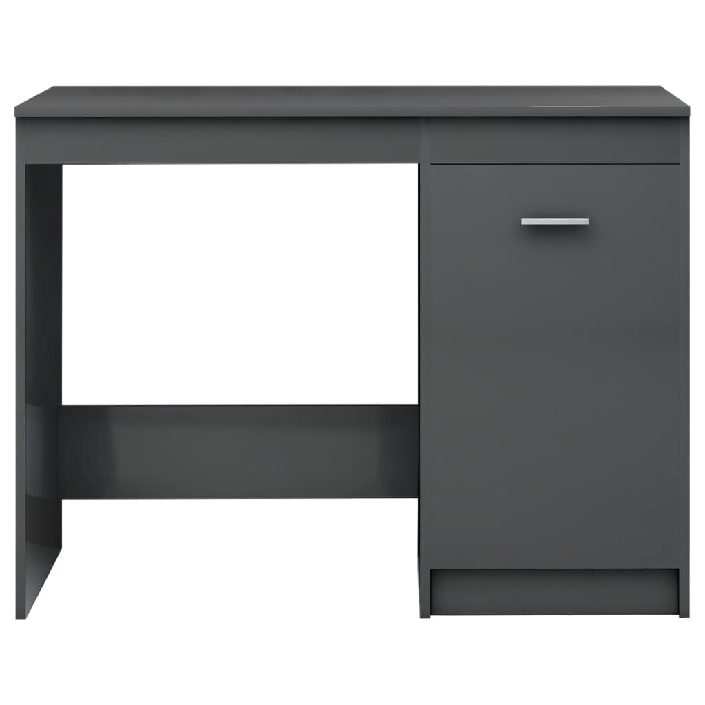 vidaXL Desk High Gloss Gray 39.4"x19.7"x29.9" Chipboard
