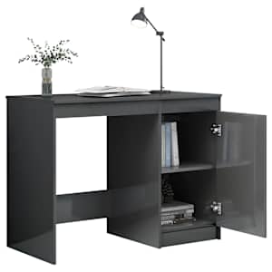 vidaXL Skrivebord h&oslash;yglans gr&aring; 100x50x76 cm sponplate