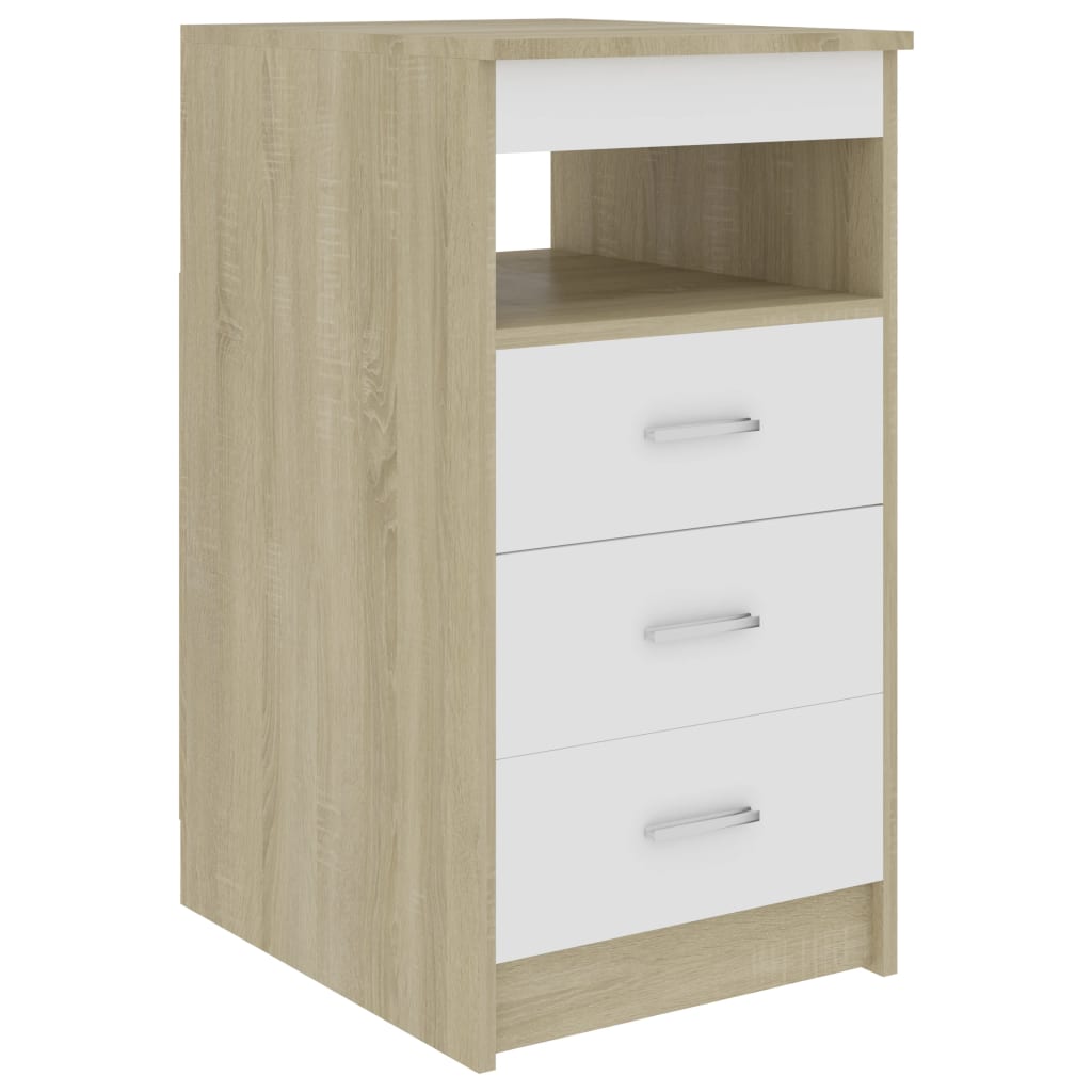 

vidaXL Drawer Cabinet White and Sonoma Oak 15.7"x19.7"x29.9" Engineered Wood