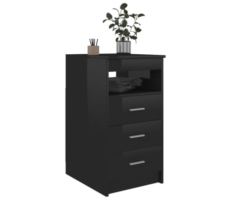vidaXL Armoire à tiroirs Noir brillant 40x50x76 cm Bois d'ingénierie
