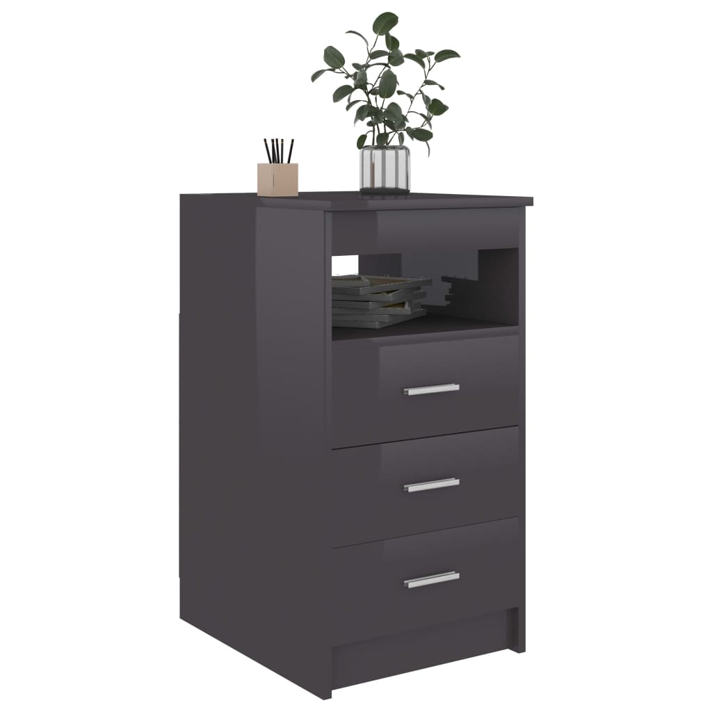 vidaXL Drawer Cabinet Hign Gloss Grey 40x50x76 cm Engineered Wood