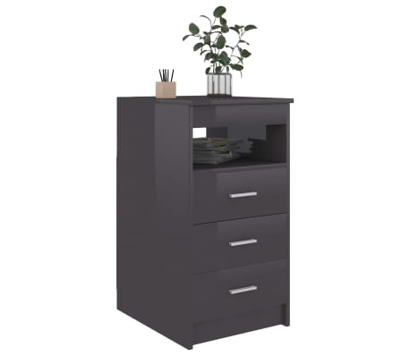 vidaXL Drawer Cabinet High Gloss Gray 15.7"x19.7"x29.9" Engineered Wood