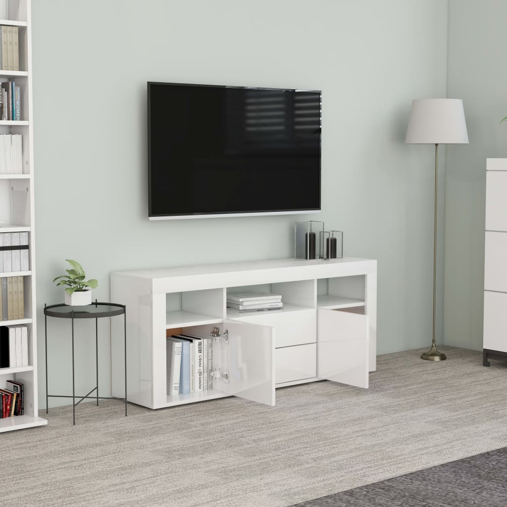 vidaXL TV Cabinet High Gloss White 120x30x50 cm Engineered Wood
