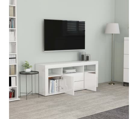 vidaXL Mueble de TV madera de ingeniería blanco brillo 120x30x50 cm
