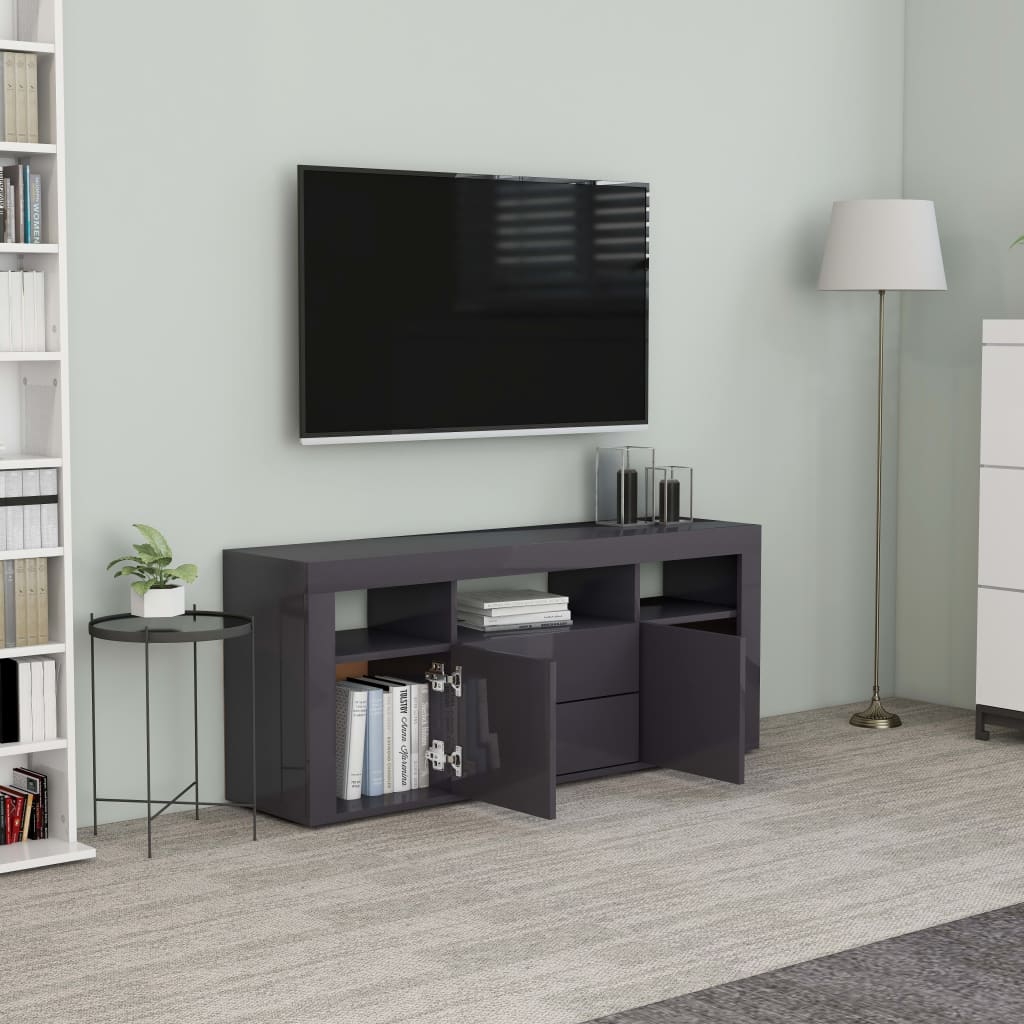 vidaXL magasfényű szürke forgácslap TV-szekrény 120 x 30 x 50 cm