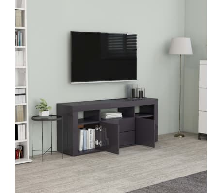 vidaXL TV Cabinet High Gloss Grey 120x30x50 cm Engineered Wood