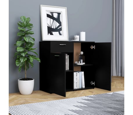 vidaXL Sideboard Schwarz 80x36x75 cm Holzwerkstoff