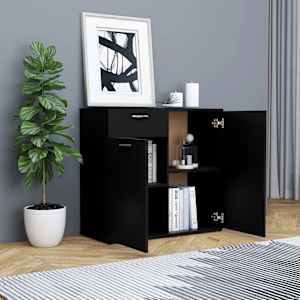 vidaXL &Scaron;oninė spintelė, juodos spalvos, 80x36x75cm, apdirbta mediena