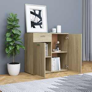 vidaXL &Scaron;oninė spintelė, sonoma ąžuolo, 80x36x75cm, apdirbta mediena