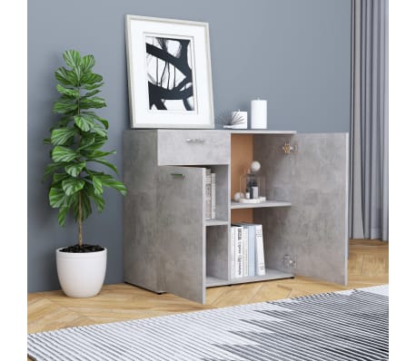 vidaXL Buffet gris b&eacute;ton 80x36x75 cm bois d'ing&eacute;nierie