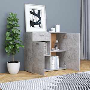 vidaXL Buffet gris b&eacute;ton 80x36x75 cm bois d'ing&eacute;nierie