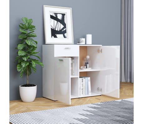 vidaXL Sideboard High Gloss White 80x36x75 cm Engineered Wood