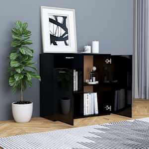 vidaXL Sideboard Hochglanz-Schwarz 80x36x75 cm Holzwerkstoff