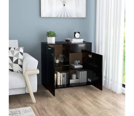 vidaXL Ντουλάπι με Συρτάρι Μαύρο 80 x 36 x 75 εκ. από Μοριοσανίδα