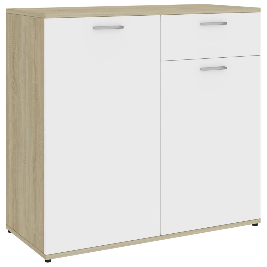 Sideboard Weiß Sonoma-Eiche 80x36x75 cm Holzwerkstoff