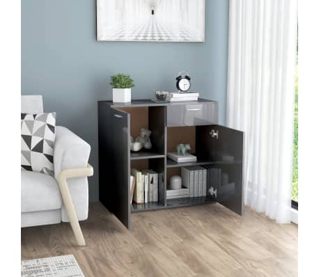 vidaXL &Scaron;oninė spintelė, pilka, 80x36x75cm, apdirbta mediena, blizgi