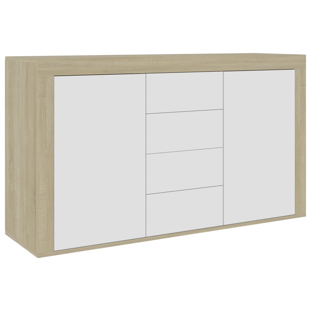 

vidaXL Sideboard White and Sonoma Oak 47.2"x14.2"x27.2" Engineered Wood