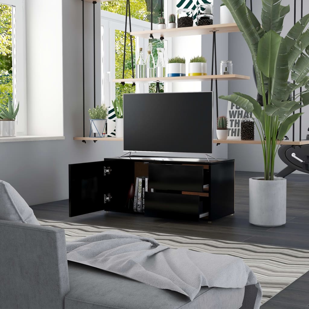 Meuble TV Noir 80x34x36 cm Aggloméré | meublestv.fr 4