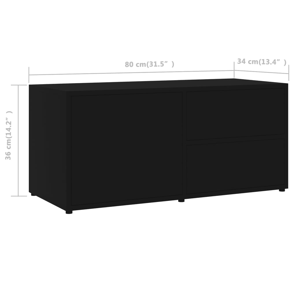 Meuble TV Noir 80x34x36 cm Aggloméré | meublestv.fr 11