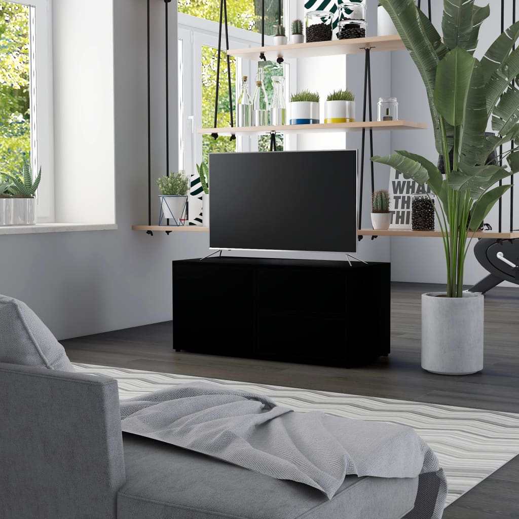 vidaXL Dulap TV, negru, 80 x 34 x 36 cm, lemn prelucrat