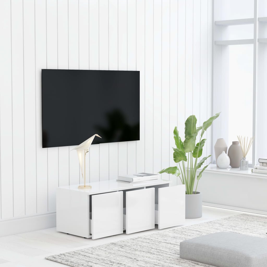 Meuble TV Blanc 80x34x30 cm Aggloméré | meublestv.fr 5