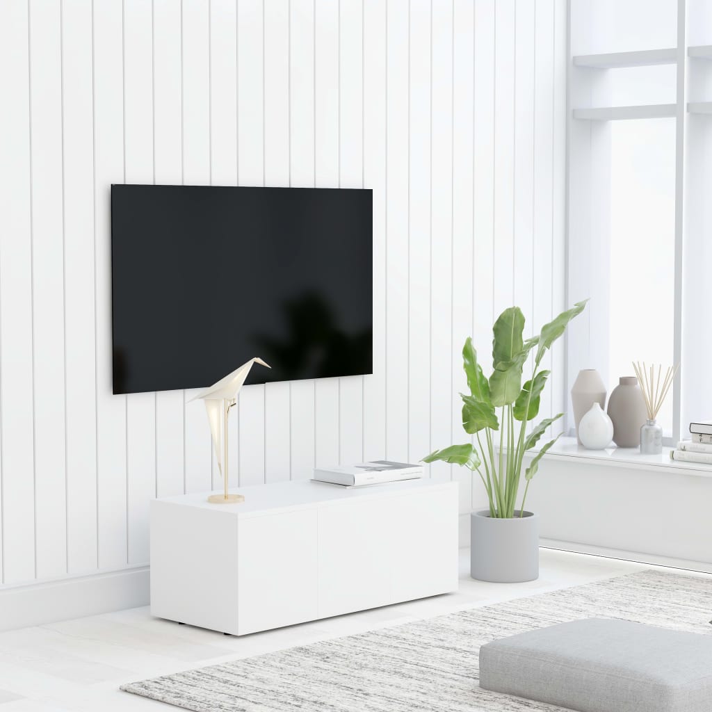 TV stolek bílý 80 x 34 x 30 cm dřevotříska