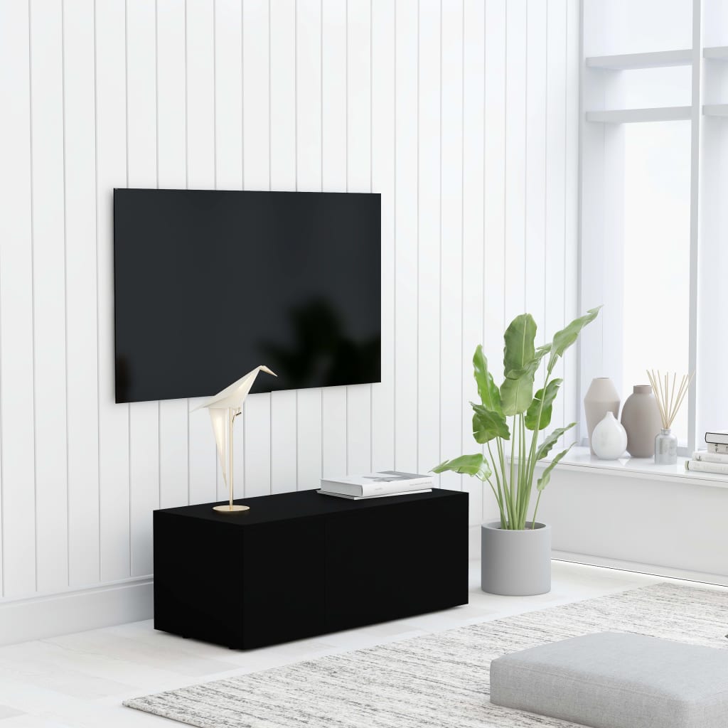 vidaXL Szafka pod TV, czarna, 80x34x30 cm, materia drewnopochodny