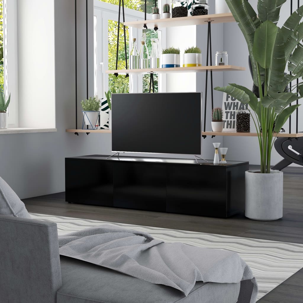 vidaXL Szafka pod TV, czarna, 120x34x30 cm, materia drewnopochodny