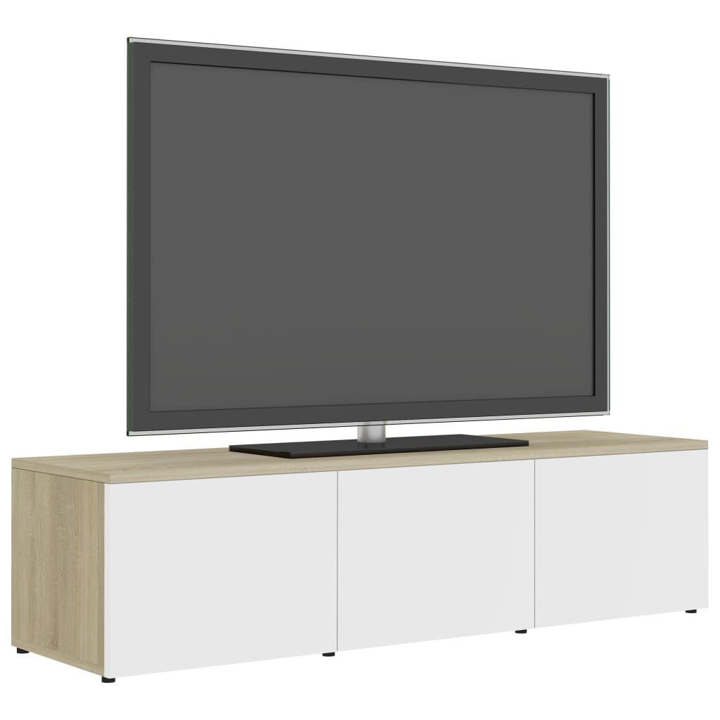 

vidaXL Tv-meubel 120x34x30 cm spaanplaat wit en sonoma eikenkleurig