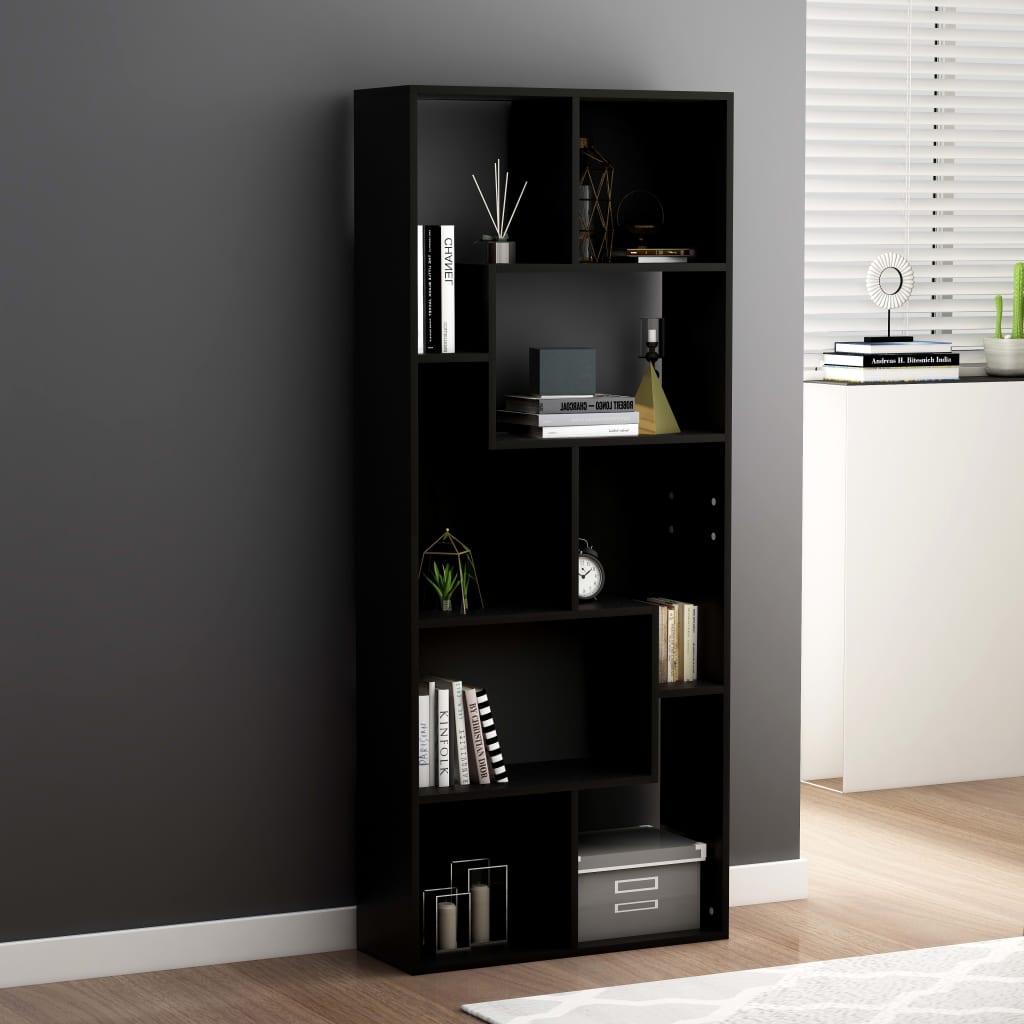 vidaXL Bibliotecă, negru, 67 x 24 x 161 cm, lemn prelucrat