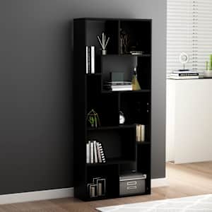 Knjižna omara črna 67x24x161 cm iverna plošča