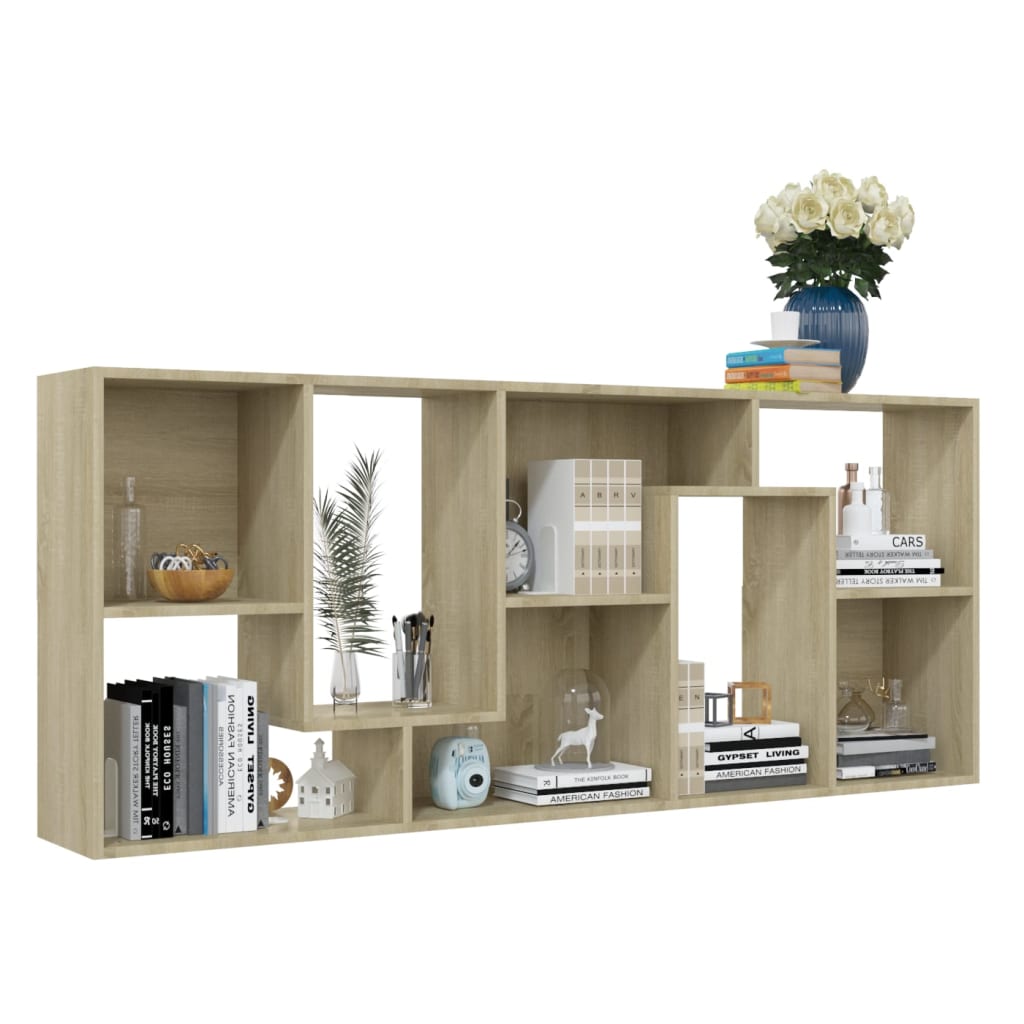 vidaXL Book Cabinet Sonoma Oak 26.4"x9.4"x63.4" Chipboard