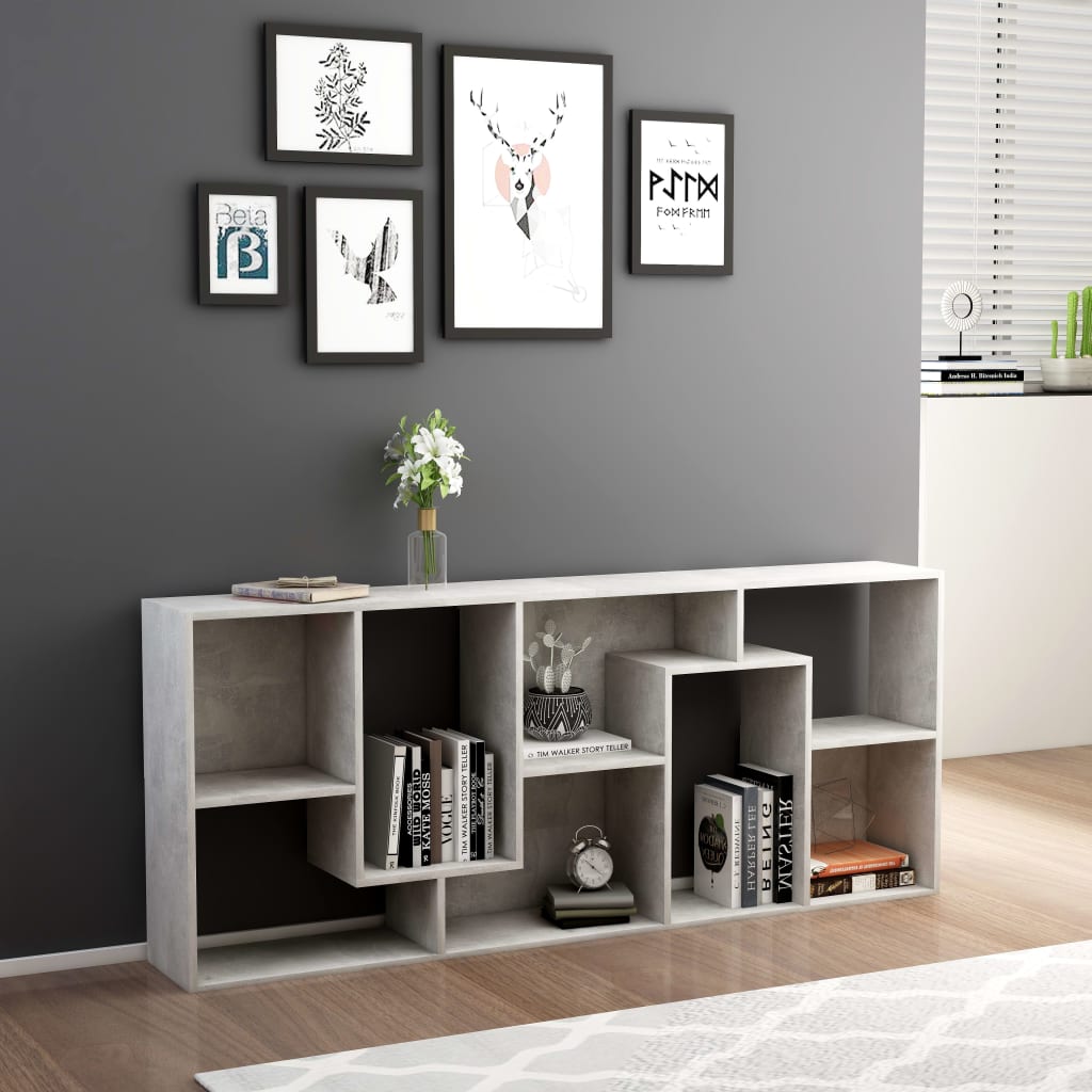 

vidaXL Boekenkast 67x24x161 cm spaanplaat betongrijs